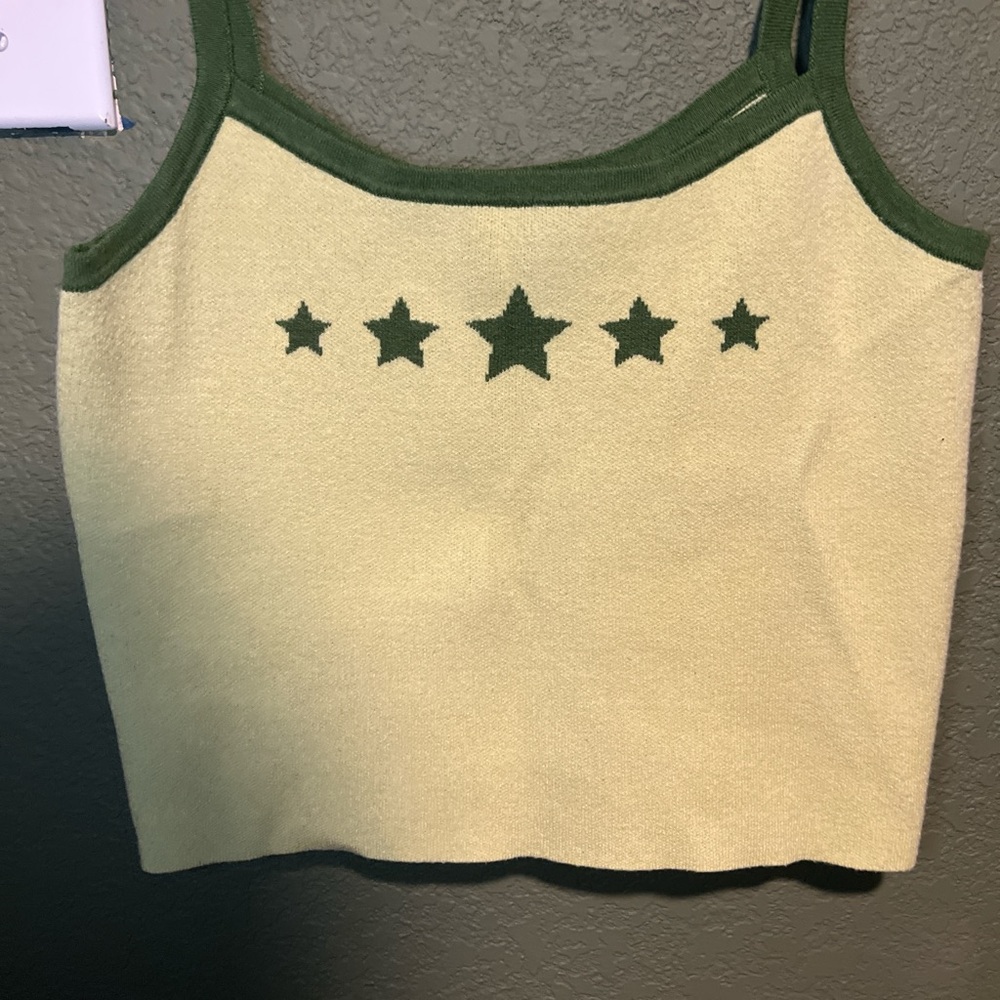 Green Star Patterned Women's Top